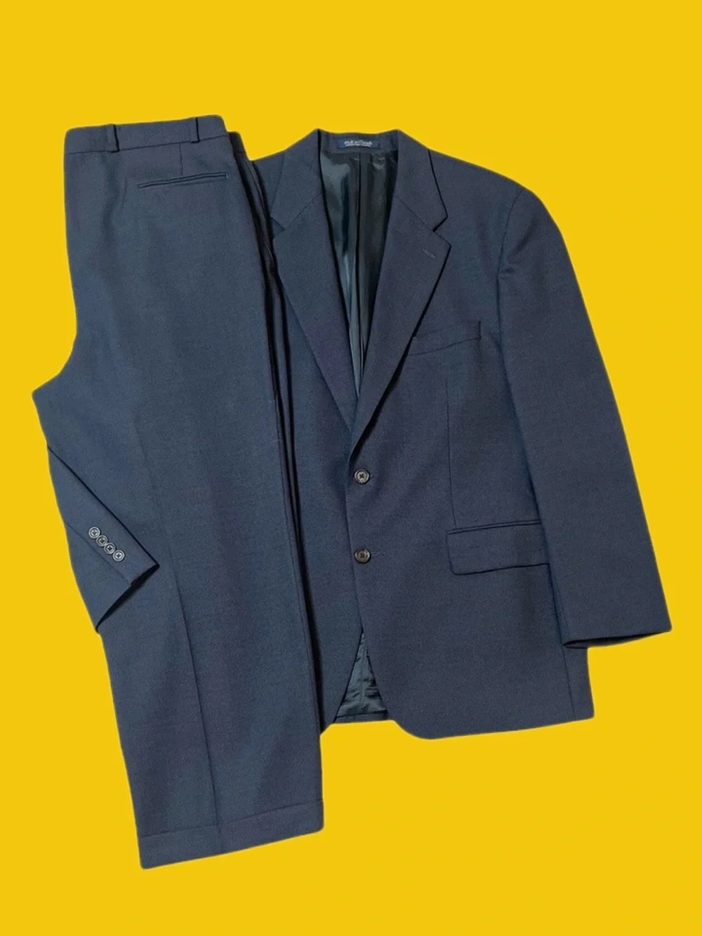 Ralph Lauren 100% Wool Navy Suit 44R Made in Canada 38x29